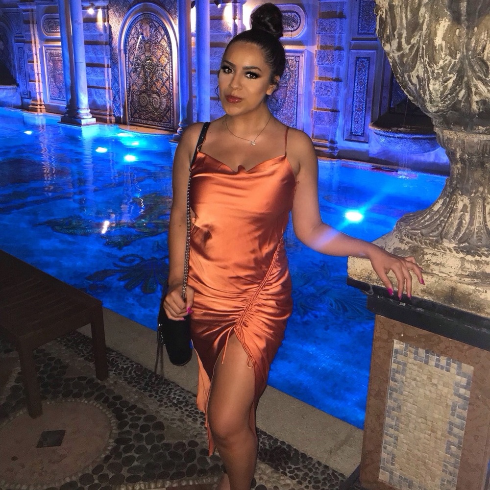 Forever 21 orange satin dress